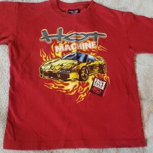 Red Graphic Tee with Car Design